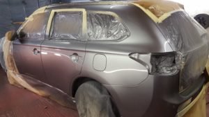 Vehicle painted in spraybooth